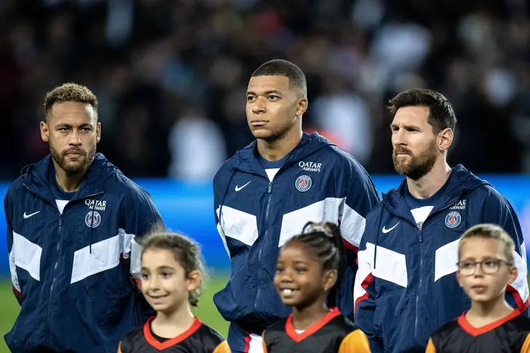 PSG Messi, Neymar e Mbappé (Sebastian Frej/MB Media/Getty Images)