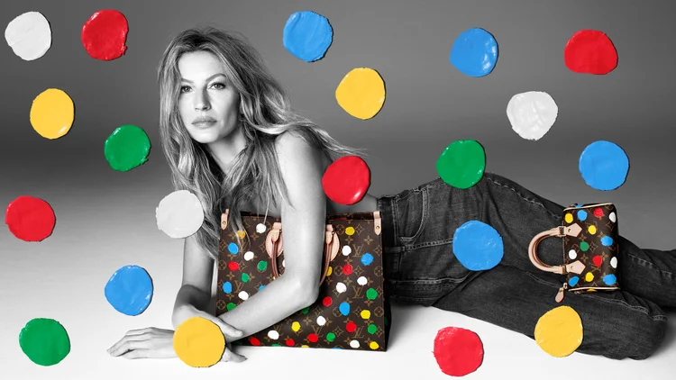 Gisele estrela campanha da Louis Vuitton x Yayoi Kusama. (Steven Meisel/Divulgação)