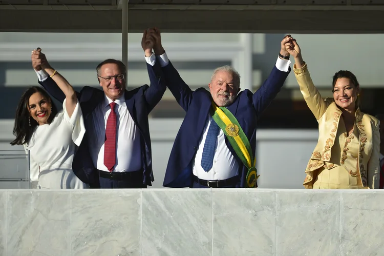 O presidente Luiz Inácio Lula da Silva durante cerimônia de posse, no Palácio do Planalto. (Marcelo Camargo/Agência Brasil)