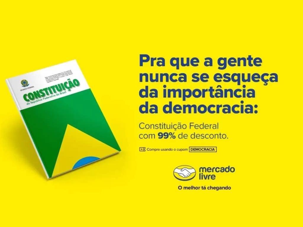 'Defesa da democracia': Mercado Livre dá 99% de desconto para compra da Constituição Federal