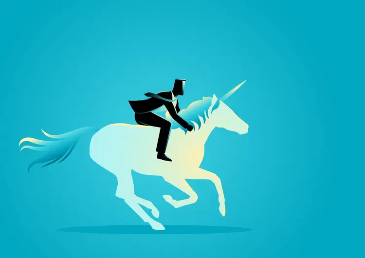 Business concept vector illustration of a businessman riding a unicorn (Getty Images/Getty Images)