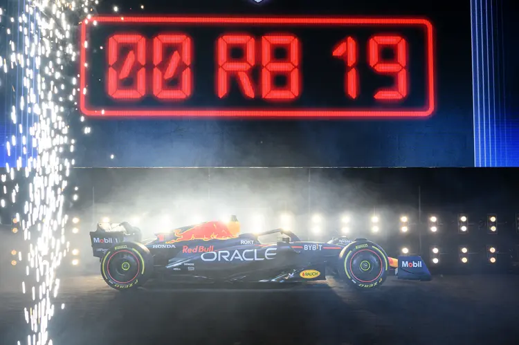 Red Bull Racing unveils the team's new Formula One car during a launch event in New York City on February 3, 2023. (Photo by Ed JONES / AFP) (Photo by ED JONES/AFP via Getty Images) (ED JONES/Getty Images)