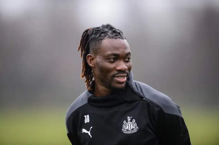 NEWCASTLE UPON TYNE, ENGLAND - JANUARY 28: Christian Atsu during the Newcastle United Training Session at the Newcastle United Training Centre on January 28, 2021 in Newcastle upon Tyne, England. (Photo by Serena Taylor/Newcastle United via Getty Images) (Tyne Taylor/Getty Images)