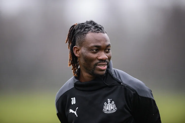 NEWCASTLE UPON TYNE, ENGLAND - JANUARY 28: Christian Atsu during the Newcastle United Training Session at the Newcastle United Training Centre on January 28, 2021 in Newcastle upon Tyne, England. (Photo by Serena Taylor/Newcastle United via Getty Images) (Tyne Taylor/Getty Images)