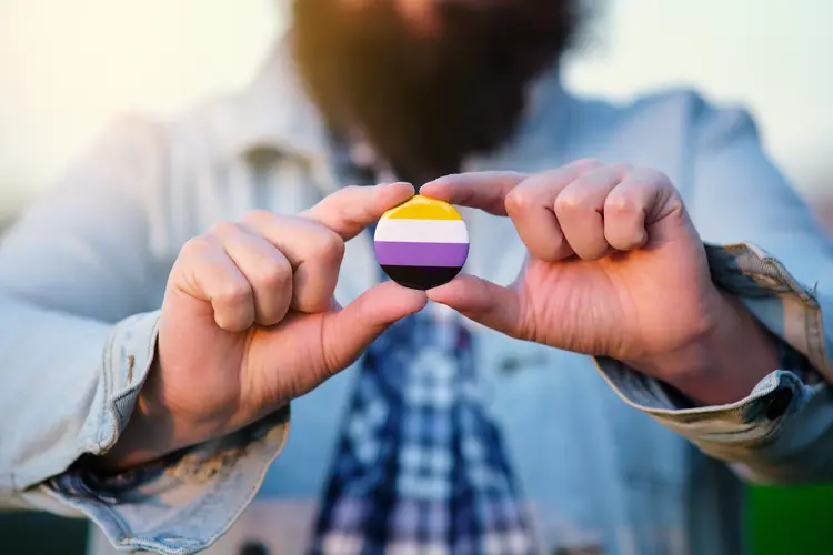 Cores da bandeira não-binário: linguagem neutra adota termos como "elu" e "todes" (Getty Images/Getty Images)