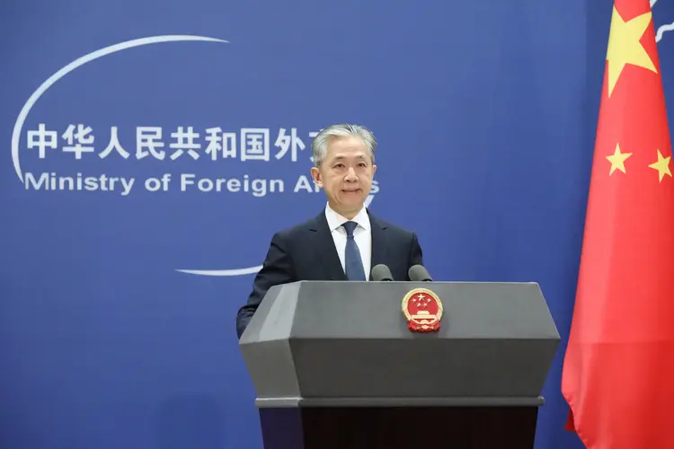 BEIJING, CHINA - MAY 24: Chinese Foreign Ministry spokesperson Wang Wenbin attends a regular press conference on May 24, 2022 in Beijing, China. (Photo by VCG/VCG via Getty Images) (VCG/VCG/Getty Images)