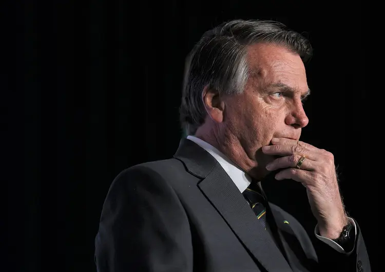 DORAL, FLORIDA - FEBRUARY 03:  Far-right former Brazilian President Jair Bolsonaro speaks during the Turning Point USA event at the Trump National Doral Miami resort on February 03, 2023 in Doral, Florida. Bolsonaro has been staying in Orlando since leaving Brazil two days before the inauguration of President Luiz Inácio Lula da Silva. (Photo by Joe Raedle/Getty Images) (Joe Raedle/Getty Images)