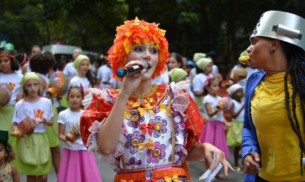Bloco das Emílias e Viscondes, que desfila há 12 anos, celebra a literatura infantil e as marchinhas carnavalescas, na praça Rotary, Santa Cecília (Rovena Rosa/Agência Brasil)