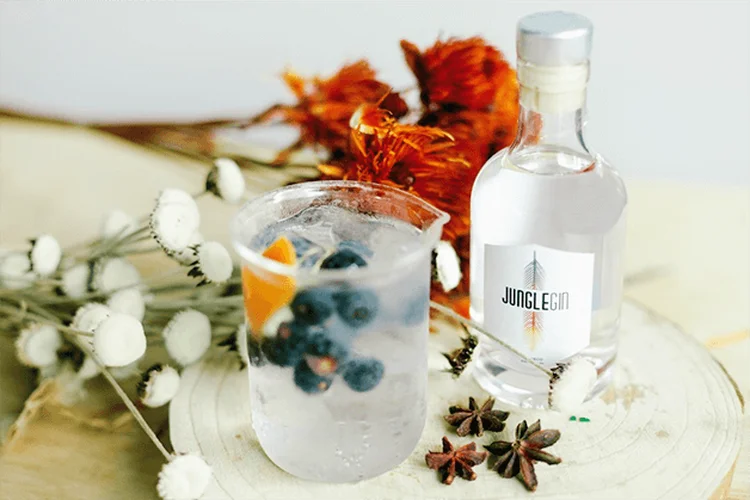 O Jungle Gin, produzido em Camanducaia (MG) é composto de sete botânicos, com destaque ao zimbro para o aroma e paladar. (Jungle Gin/Divulgação)