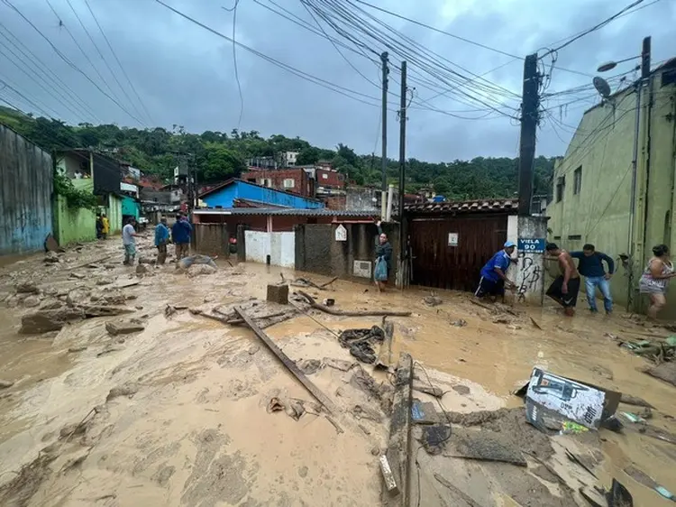 Chuvas fortes em São Sebastião, litoral  norte de São Paulo (Prefeitura de São Sebastião/Reprodução)