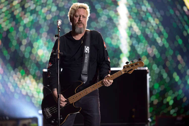 Canisso, bassist of the Brazilian rock band Raimundos performs during a joint presentation with Brazilian rock band CPM22 during the Rock in Rio festival at the Olympic Park, Rio de Janeiro, Brazil, on September 28, 2019. - The week-long Rock in Rio festival started September 27, with international stars as headliners, over 700,000 spectators and social actions including the preservation of the Amazon. (Photo by Mauro Pimentel / AFP)        (Photo credit should read MAURO PIMENTEL/AFP via Getty Images) (MAURO PIMENTEL/AFP/Getty Images)