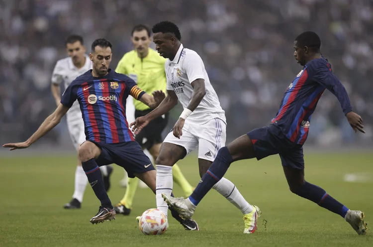 RIYADH, SAUDI ARABIA - JANUARY 15: Vini Jr., player of Real Madrid, in action at King Fahd International Stadium on January 15, 2023 in Riyadh, Saudi Arabia. (Photo by Antonio Villalba/Real Madrid via Getty Images) (Antonio Villalba/Getty Images)