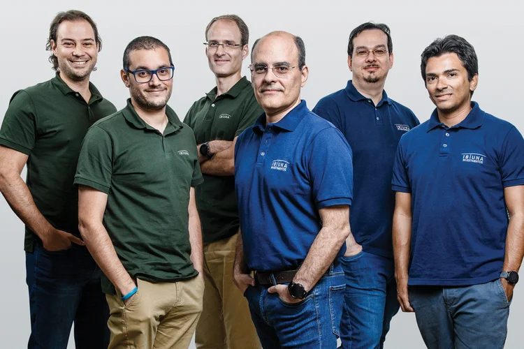 Victor Schabbel, Bernard Holcman, João Borges, André Lion, André Silveira e Gustavo Allevato, da Ibiuna: 2,3 bilhões de reais sob gestão no fundo Long & Short (Germano Lüders/Exame)