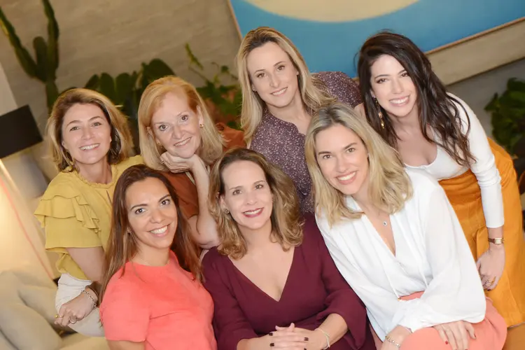 Grupo WOB (da esq. para a dir.): Barbara Rosenberg, Patrícia Marins, Christiane Aché, Carol Conway, Daniela Graicar, Carolina Niemeyer e Marina Copola (Grupo WOB/Divulgação)