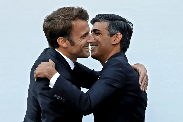 Emmanuel Macron e Rishi Sunak: anos de antagonismo durante o mandato de Boris Johnson parecem ter chegado ao fim (AFP/AFP)