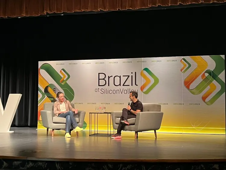 Angela Strange, do Andreessen Horowitz, durante painel no Brazil at Silicon Valley 2023 (Maria Clara Dias/Exame)