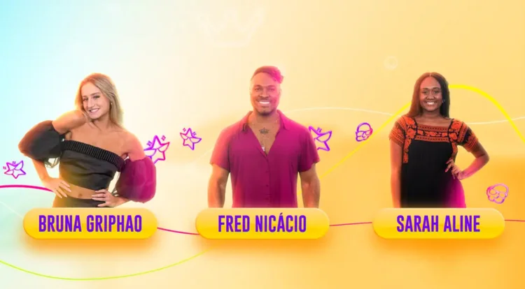 Fred, Sarah e Bruna estão no Paredão (Gshow / TV Globo/Reprodução)