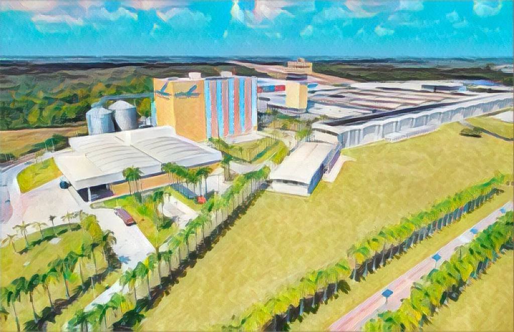 Fábrica Fortaleza em 2023: sede é complexo industrial com fábrica de biscoitos, massas, torradas e moinho, com 365 palmeiras (Acervo M. Dias Branco/Divulgação)