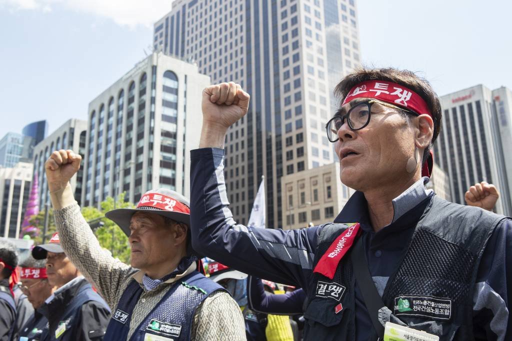 Dia do Trabalho: data conta com uma série de manifestações ao redor do mundo por melhores condições de trabalho (Kim Jong Hyun/Anadolu Agency/Getty Images)