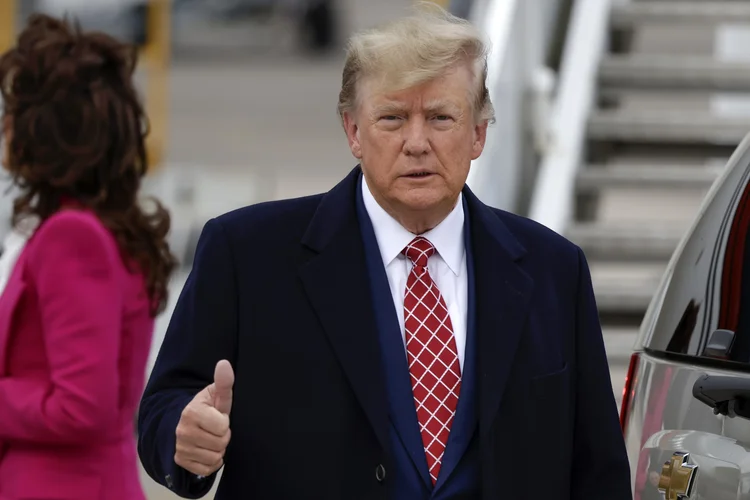 ABERDEEN, SCOTLAND - MAY 01: Former U.S. President Donald Trump disembarks his plane "Trump Force One" at Aberdeen Airport on May 1, 2023 in Aberdeen, Scotland. Former U.S. President Donald Trump is visiting Scotland as he faces legal actions in the United States. Early April, Trump had pled not guilty to 34 counts of falsifying business records.  (Photo by Jeff J Mitchell/Getty Images) (Jeff J Mitchell/Getty Images)