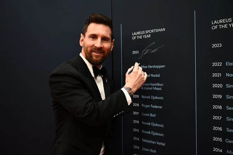 Messi: apesar do momento turbulento no PSG, o argentino compareceu à premiação (Alexander Scheuber / Correspondente/Getty Images)