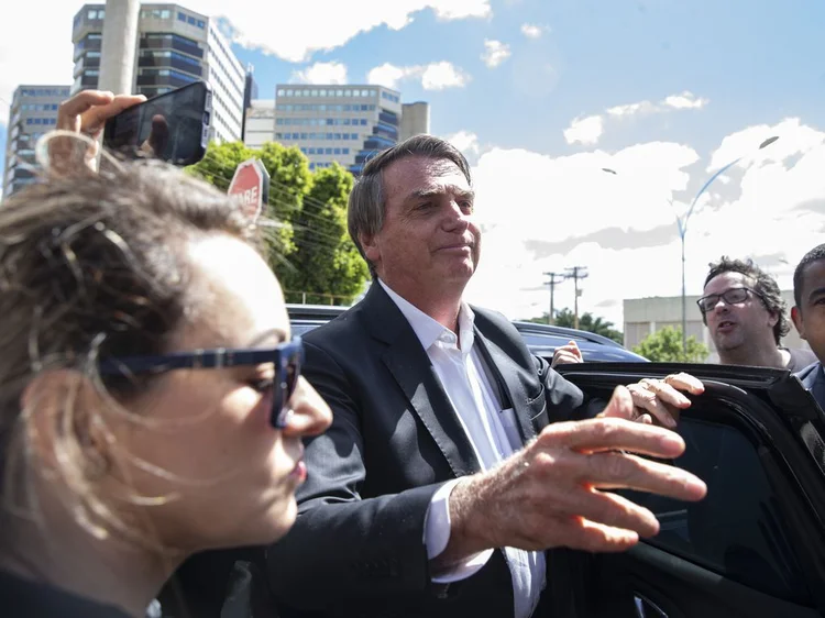 Brasília (DF), 26/04/2023 - O ex-presidente Jair Bolsonaro após prestar depoimento à Polícia Federal (PF) sobre os ataques do dia 8 de janeiro em Brasília. Foto: Marcelo Camargo/Agência Brasil (Marcelo Camargo/Agência Brasil)