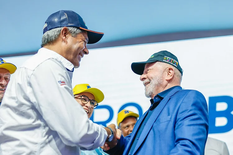 Governador da Bahia, Jerônimo Rodrigues e o presidente da República, Luís Inácio Lula da Silva, durante cerimônia de abertura da 17ª Bahia Farm Show (Ricardo Stuckert/PR/Divulgação)