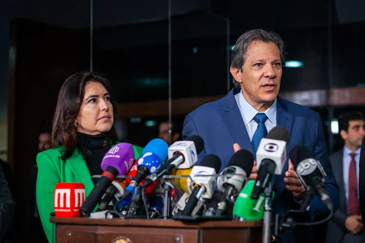 Os ministros Fernando Haddad e Simone Tebet (Diogo Zacarias/Ministério da Fazenda/Flickr)