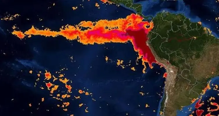 O aumento está relacionado ao El Niño, o fenômeno climático responsável pelo aquecimento das águas do Oceano Pacífico (Movimiento Ciudadano frente al Cambio Climático/Reprodução)