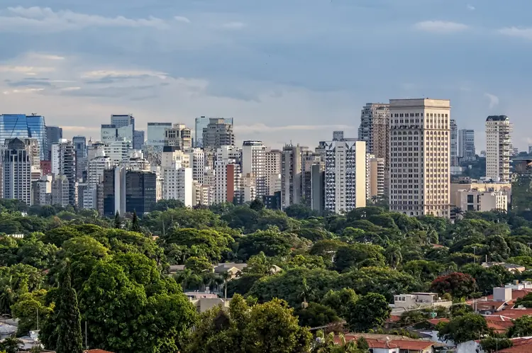 Vista áerea de São Paulo, no bairro do Jardim Europa (Rebeca Mello/Getty Images)