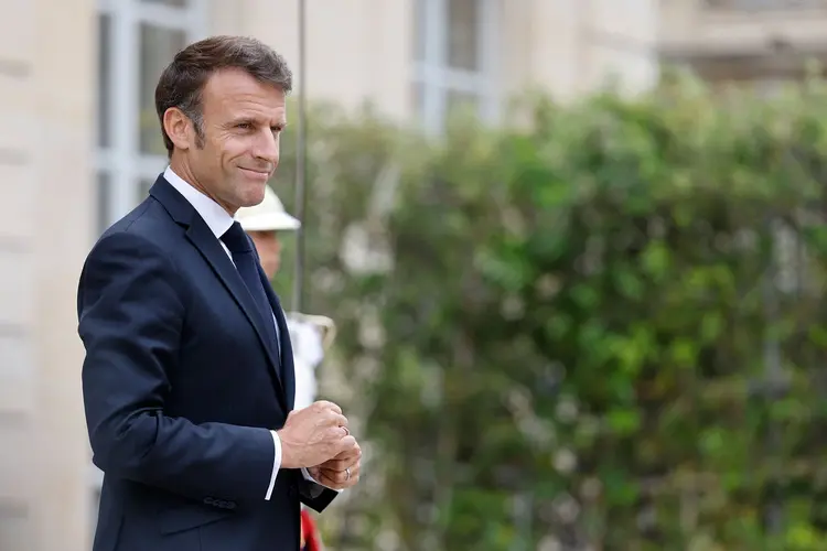 Macron observou que a presença militar da França no Níger foi uma resposta a um pedido do governo do Níger na época (LUDOVIC MARIN/AFP/Getty Images)