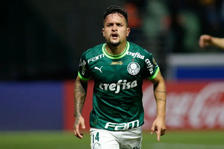 Palmeiras' forward Artur celebrates after scoring during the Copa Libertadores group stage second leg football match between Brazil's Palmeiras and Bolivia's Bolivar at the Allianz Parque stadium in Sao Paulo, Brazil, on June 29, 2023. (Photo by Miguel Schincariol / AFP) (Photo by MIGUEL SCHINCARIOL/AFP via Getty Images) (MIGUEL SCHINCARIOL/AFP/Getty Images)
