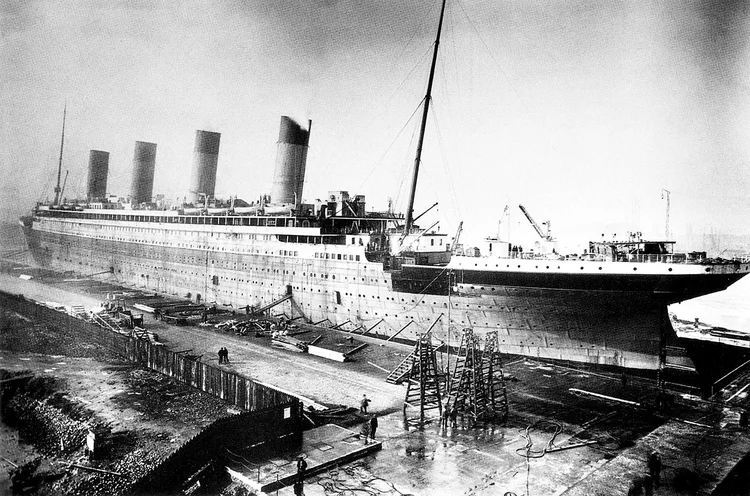 UK: RMS Titanic being fitted out at Harland and Wolf Shipyard, Belfast, 1911-1912. (Photo by: Pictures from History/Universal Images Group via Getty Images) (Pictures from History/Universal Images Group/Getty Images)