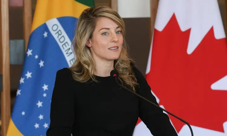 A ministra dos Negócios Estrangeiros do Canadá, Mélanie Joly, durante a quarta Reunião do Diálogo da Parceria Estratégica Brasil-Canadá, no Palácio do Itamaraty (Antônio Cruz/Agência Brasil)