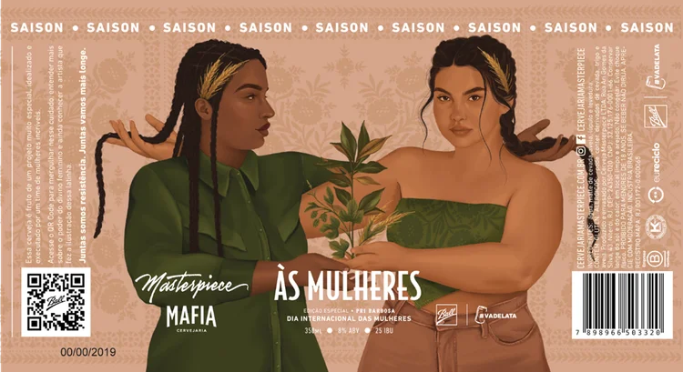 Rótulo da cervejaria cerveja “Às Mulheres”, da Masterpiece, campeã do Prêmio LMBB em 2022, na categoria microcervejaria (Abralatas/Divulgação)