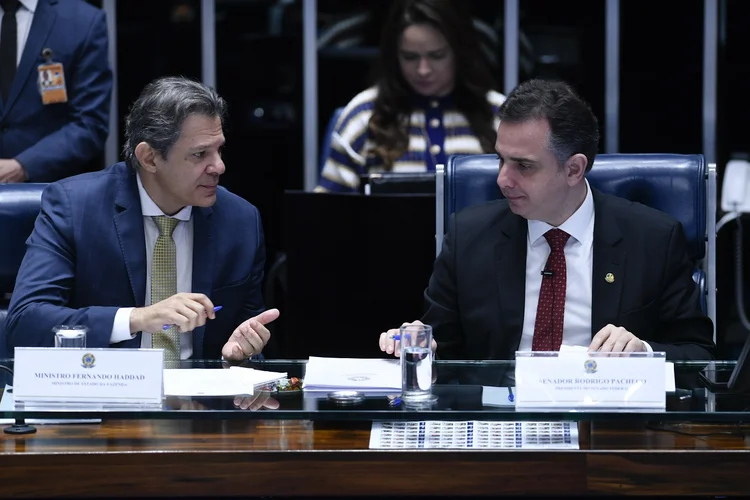 Haddad e Pacheco: ministro e presidente do Congresso devem discutir avanço da reforma tributária (Edilson Rodrigues/Agência Senado/Flickr)