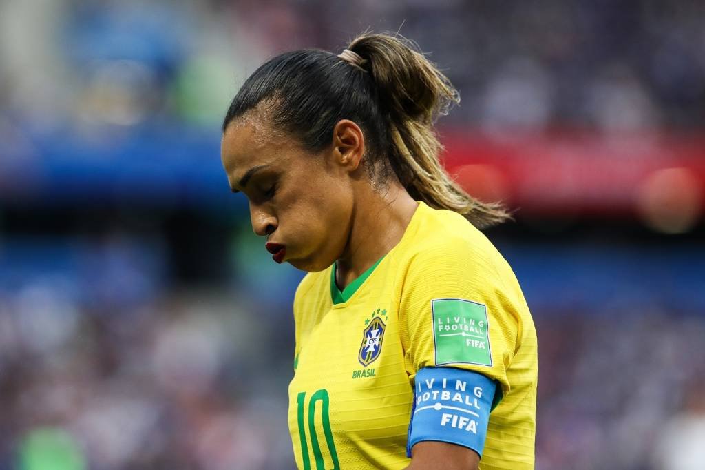 Brasil: Na última copa, em 2019, o Brasil foi eliminado nas oitavas de final pela seleção francesa, então anfitriã do torneio (Zhizhao/Getty Images)