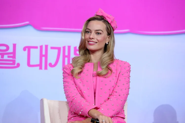 Margot Robbie: atriz em evento de promoção de Barbie. (Han Myung-Gu/WireImage/Getty Images)