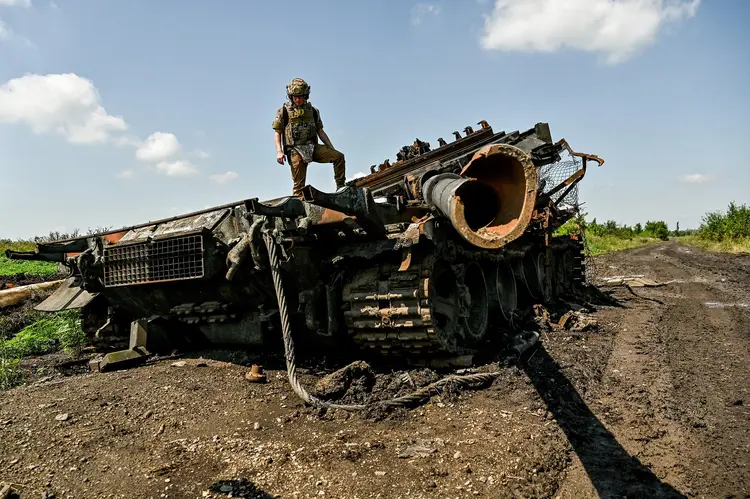 Contraofensiva: As linhas defensivas russas estão fortemente minadas para impedir o avanço ucraniano (Dmytro Smolienko / Ukrinform/Future Publishing/Getty Images)
