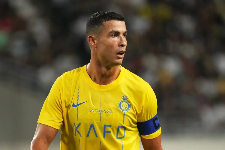 OSAKA, JAPAN - JULY 25: Cristiano Ronaldo of Al-Nassr reacts during the preseason friendly match between Paris Saint-Germain and Al-Nassr at Yanmar Stadium Nagai on July 25, 2023 in Osaka, Japan. (Photo by Etsuo Hara/Getty Images) (Etsuo Hara/Getty Images)