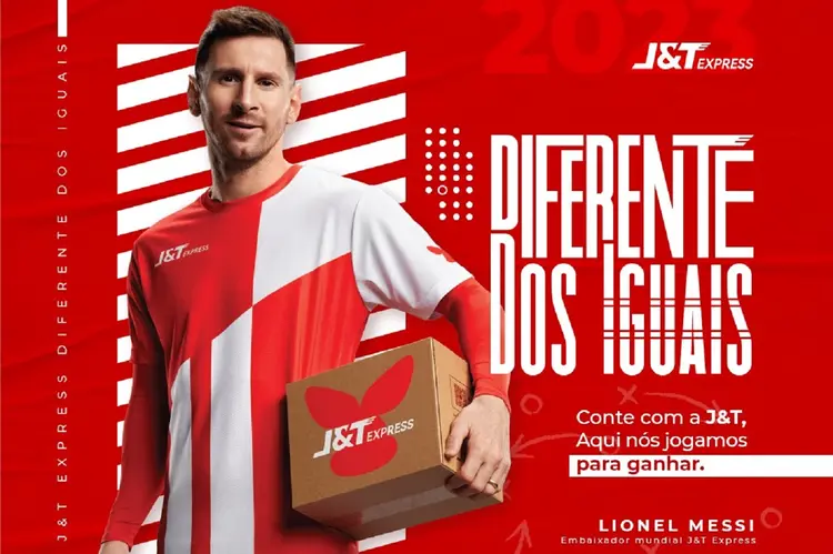 O atleta, eleito sete vezes como o melhor jogador do mundo pela FIFA, foi escolhido como embaixador mundial da transportadora em 2022 (J&T/Divulgação)