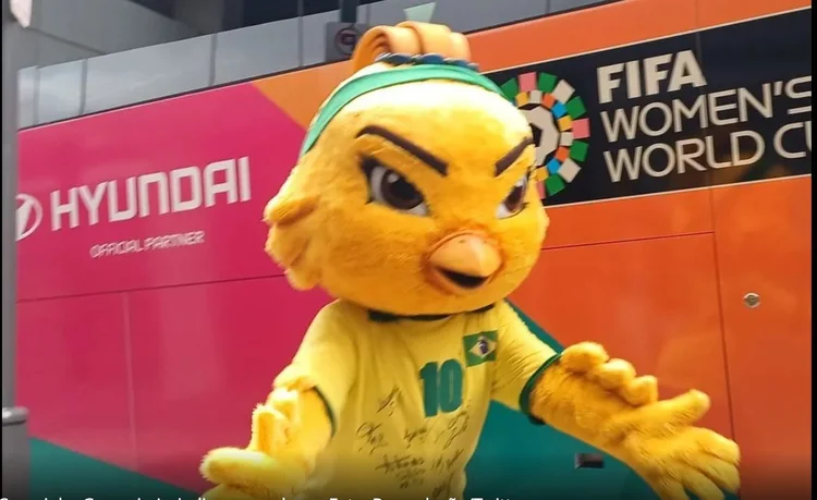 Canarinha guerreira: A mascote ainda não é oficial da CBF, mas já se tornou parte da seleção (Twitter/Reprodução)