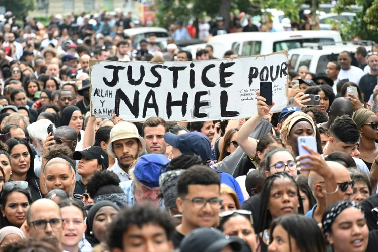 Uma em homenagem a Nahel M., em 29 de junho de 2023, em Nanterre, na França (AFP/AFP)