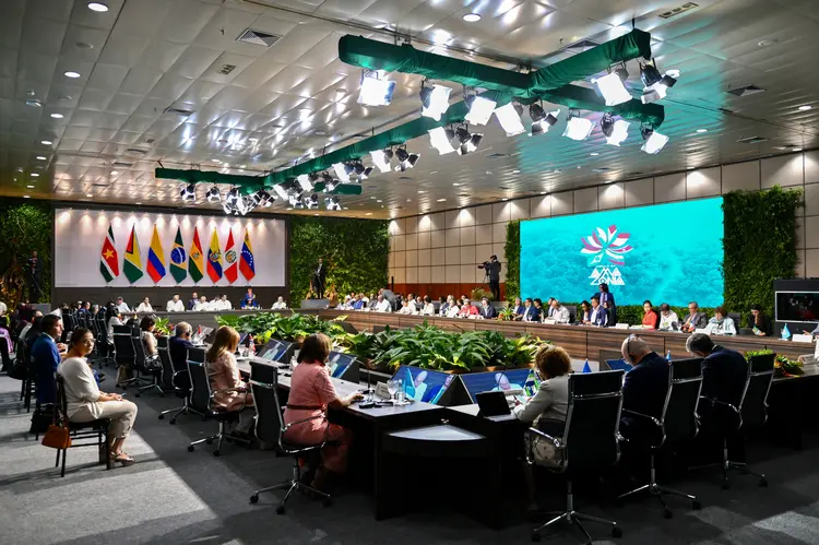 Cúpula da Amazônia: Reunião em Belém traz países para discutirem os possíveis caminhos para a manutenção sustentável da floresta Amazônica (Evaristo SA/AFP/Getty Images)
