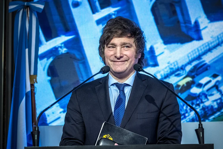 Javier Milei: candidato fez ataques ao peso nos últimos dias (Erica Canepa/Bloomberg/Getty Images)