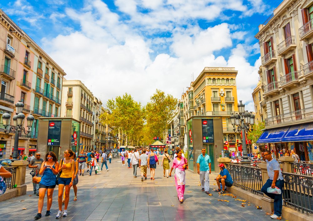 Barcelona,,Spain,-aug,25,,2009:,The,Famous,Ramblas,Street,With