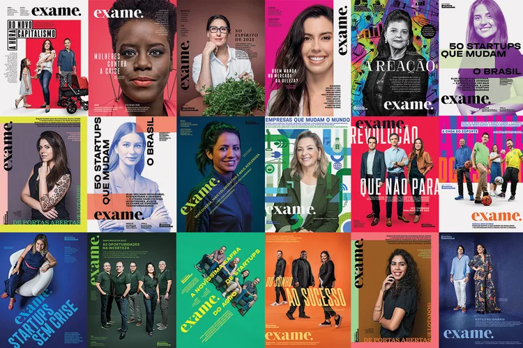 Capas recentes da EXAME com mulheres protagonistas: elas lideram apenas 3 das 83 empresas do Ibovespa  (Montagem/Exame)