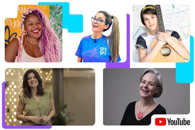 Em sentido horário: as criadoras empresárias Rafa Xavier, Gisleine Bezerra, Denise Venturini, Mara Luquet e Myrian Clark (YOUTUBE/Divulgação)