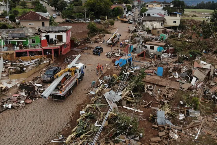 Chuvas fortes: de acordo com a Defesa Civil do estado do Rio Grande do Sul, o ciclone afetou mais de 80 localidades (SILVIO AVILA/AFP/Getty Images)