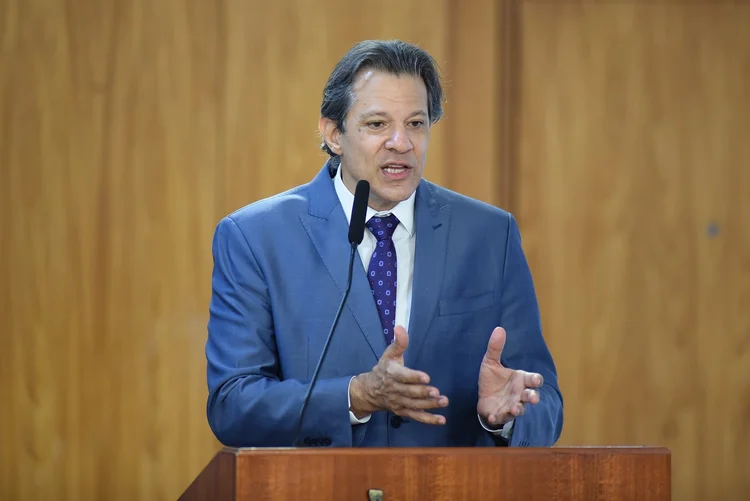 Fernando Haddad discursa em Washington sobre a revisão de gastos do governo brasileiro (Ton Molina/Getty Images)